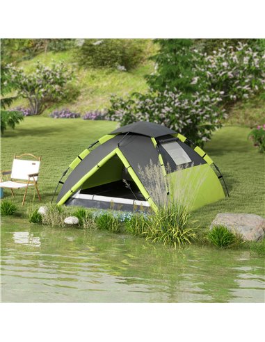 Outsunny Family Camping Tent for 3-4 Persons, 2000mm Waterproof, Quick Setup, Portable with Carry Bag, Green A20-420V00GN