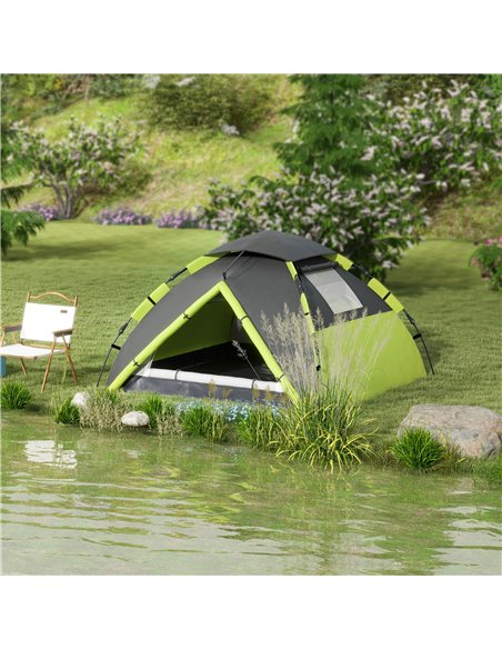 Outsunny Family Camping Tent for 3-4 Persons, 2000mm Waterproof, Quick Setup, Portable with Carry Bag, Green A20-420V00GN - pic 65186 | FastDaddyshop