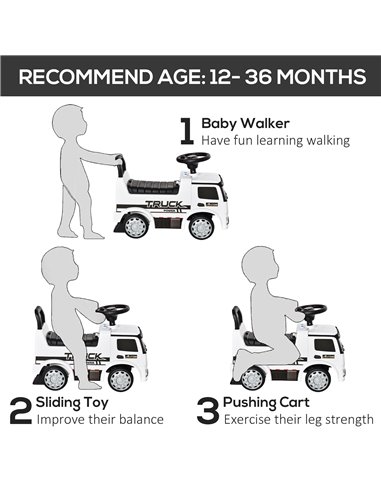 HOMCOM 3-in-1 Ride On Car Licensed Mercedes-Benz Truck Stroller Toddler Under Seat Storage Handle Steering Wheel Horn for Baby 1