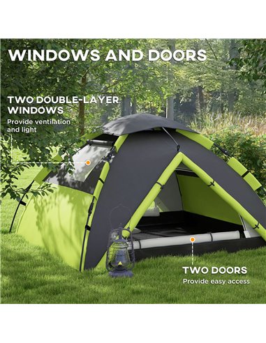 Outsunny Family Camping Tent for 3-4 Persons, 2000mm Waterproof, Quick Setup, Portable with Carry Bag, Green A20-420V00GN