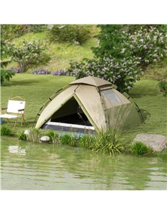 Outsunny Portable Family Camping Tent for 3-4 Persons, 2000mm Waterproof, Quick Setup with Carry Bag, Dark Green A20-420V00DG 2