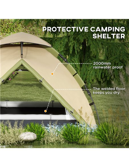 Outsunny Portable Family Camping Tent for 3-4 Persons, 2000mm Waterproof, Quick Setup with Carry Bag, Dark Green A20-420V00DG - pic 65198 | FastDaddyshop