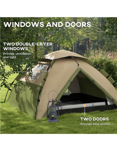Outsunny Portable Family Camping Tent for 3-4 Persons, 2000mm Waterproof, Quick Setup with Carry Bag, Dark Green A20-420V00DG - pic 65199 | FastDaddyshop