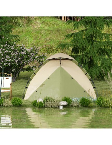 Outsunny Portable Family Camping Tent for 3-4 Persons, 2000mm Waterproof, Quick Setup with Carry Bag, Dark Green A20-420V00DG