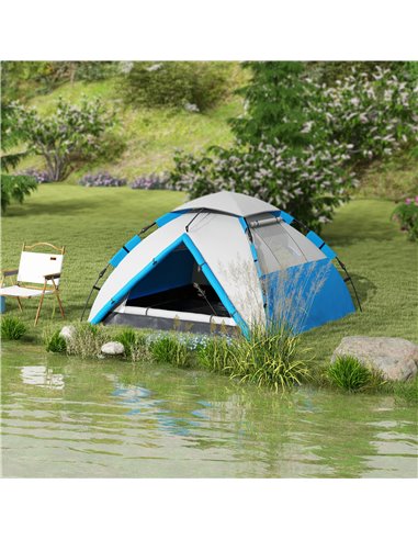 Outsunny Family Camping Tent for 3-4 Persons, 2000mm Waterproof, Easy Carry Bag, Quick Pitch, Blue A20-420V00LB