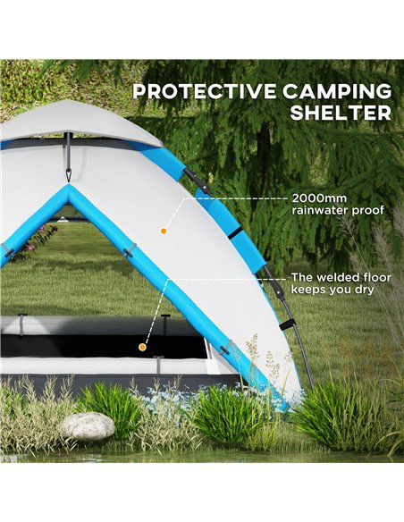 Outsunny Family Camping Tent for 3-4 Persons, 2000mm Waterproof, Easy Carry Bag, Quick Pitch, Blue A20-420V00LB - pic 65216 | FastDaddyshop