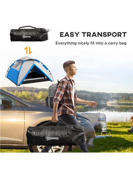 Outsunny Family Camping Tent for 3-4 Persons, 2000mm Waterproof, Easy Carry Bag, Quick Pitch, Blue A20-420V00LB - pic 65218 | FastDaddyshop
