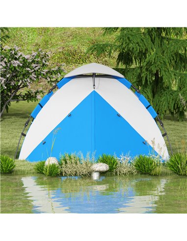 Outsunny Family Camping Tent for 3-4 Persons, 2000mm Waterproof, Easy Carry Bag, Quick Pitch, Blue A20-420V00LB