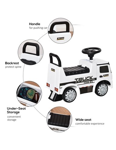 HOMCOM 3-in-1 Ride On Car Licensed Mercedes-Benz Truck Stroller Toddler Under Seat Storage Handle Steering Wheel Horn for Baby 1