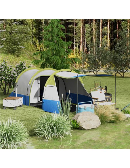 Outsunny Camping Tent, Large Tunnel Tent with Bedroom and Living Area, 2000mm Waterproof, Portable with Bag for 2-3 Man, Green A - pic 65222 | FastDaddyshop