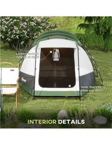 Outsunny Family Camping Tunnel Tent for 3-4 Persons, 2000mm Waterproof, Lightweight with Carry Bag, Green A20-417V00GN