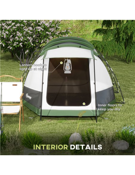 Outsunny Family Camping Tunnel Tent for 3-4 Persons, 2000mm Waterproof, Lightweight with Carry Bag, Green A20-417V00GN - pic 65235 | FastDaddyshop