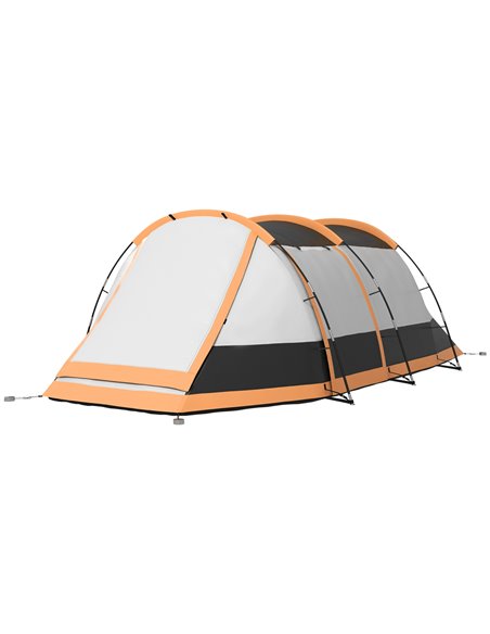 Outsunny 3-4 Man Camping Tent, Family Tunnel Tent, 2000mm Waterproof, Portable with Bag, Orange A20-417V00OG - pic 65239 | FastDaddyshop
