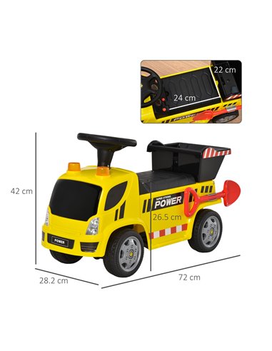 HOMCOM 2-in-1 Ride On Car Truck Walker Kids with Tipping Bucket & Shovel Foot To Floor Slider Stroller Toddler Steering Wheel fo
