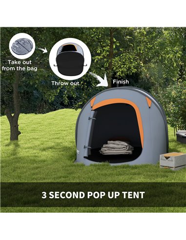 Outsunny 2 Man Pop up Camping Tent, 2000mm Waterproof with Carry Bag for Fishing Hiking Backpacking, Grey and Orange A20-404V00G