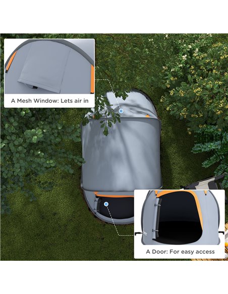 Outsunny 2 Man Pop up Camping Tent, 2000mm Waterproof with Carry Bag for Fishing Hiking Backpacking, Grey and Orange A20-404V00G - pic 65262 | FastDaddyshop