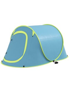 Outsunny 2 Man Pop up Camping Tent, 2000mm Waterproof with Carry Bag for Fishing Hiking Backpacking, Blue A20-404V00NU