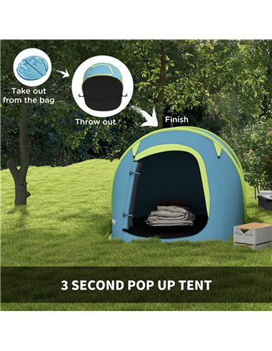 Outsunny 2 Man Pop up Camping Tent, 2000mm Waterproof with Carry Bag for Fishing Hiking Backpacking, Blue A20-404V00NU