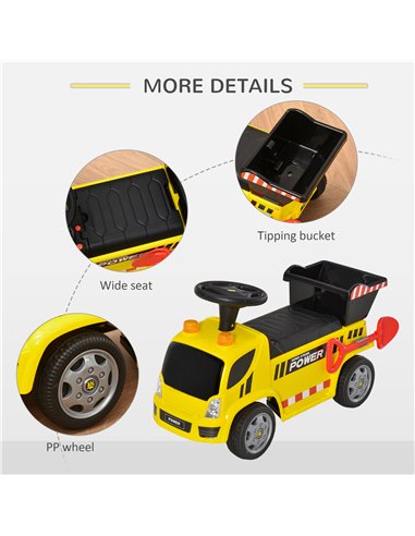 HOMCOM 2-in-1 Ride On Car Truck Walker Kids with Tipping Bucket & Shovel Foot To Floor Slider Stroller Toddler Steering Wheel fo