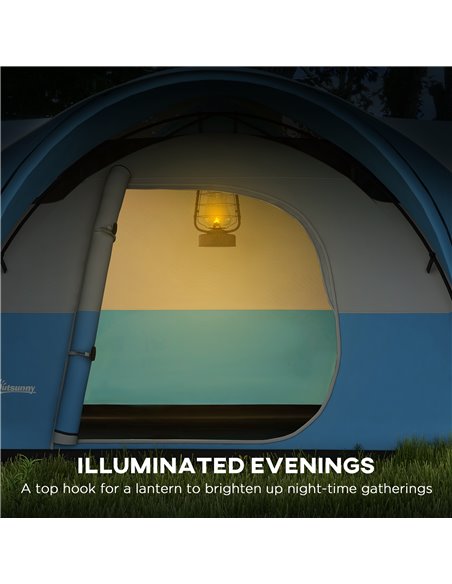 Outsunny 3000mm Waterproof Camping Tent for 5-6 Man, Family Tent with Porch and Sewn in Groundsheet, Portable with Bag, Blue A20 - pic 65281 | FastDaddyshop