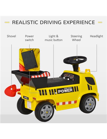 HOMCOM 2-in-1 Ride On Car Truck Walker Kids with Tipping Bucket & Shovel Foot To Floor Slider Stroller Toddler Steering Wheel fo - pic 6529 | FastDaddyshop