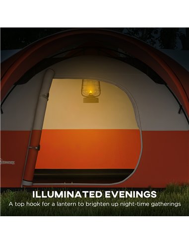 Outsunny 3000mm Waterproof Camping Tent for 5-6 Man, Family Tent with Porch and Sewn in Groundsheet, Portable with Bag, Orange A