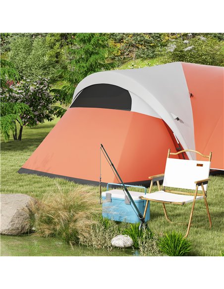 Outsunny 3000mm Waterproof Camping Tent for 5-6 Man, Family Tent with Porch and Sewn in Groundsheet, Portable with Bag, Orange A - pic 65292 | FastDaddyshop