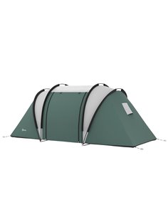 Outsunny Camping Tent with 2 Bedrooms and Living Area, Dark Green A20-387V00DG