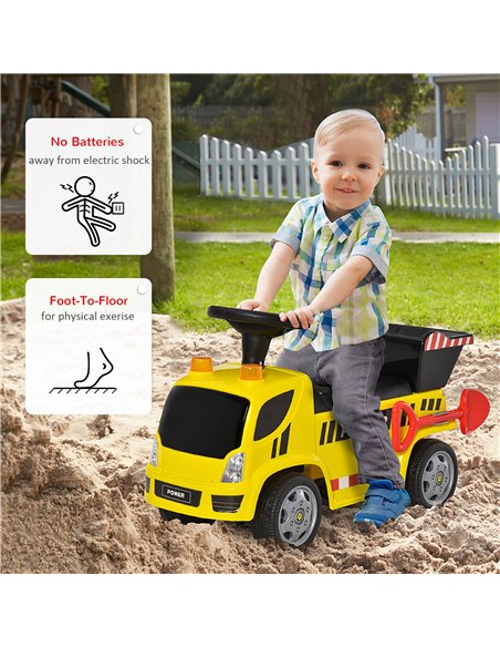 HOMCOM 2-in-1 Ride On Car Truck Walker Kids with Tipping Bucket & Shovel Foot To Floor Slider Stroller Toddler Steering Wheel fo - pic 6530 | FastDaddyshop