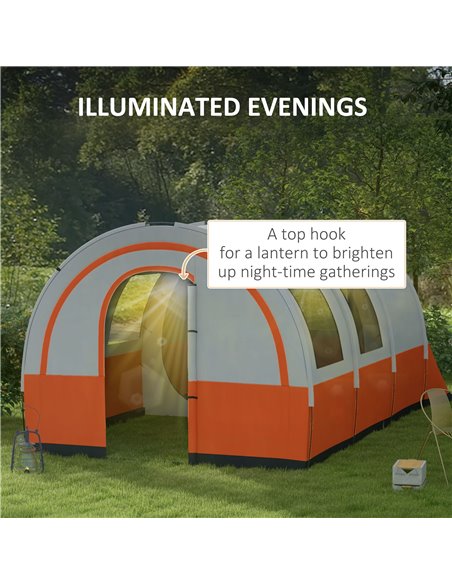 Outsunny 3000mm Waterproof Camping Tent, 5-6 Man Family Tent with Living and Bedroom, Carry Bag Included, Cream and Orange A20-3 - pic 65315 | FastDaddyshop