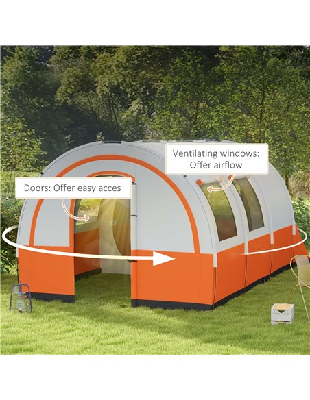 Outsunny 3000mm Waterproof Camping Tent, 5-6 Man Family Tent with Living and Bedroom, Carry Bag Included, Cream and Orange A20-3 - pic 65316 | FastDaddyshop