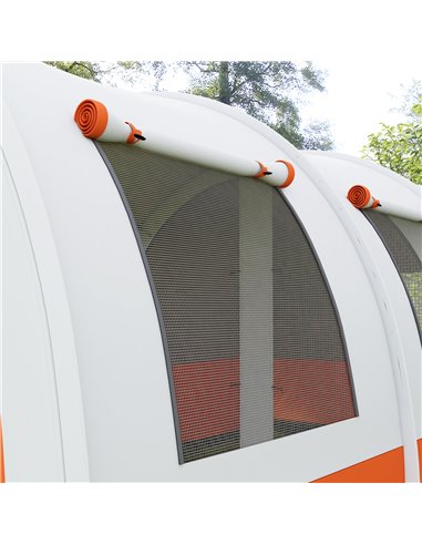 Outsunny 3000mm Waterproof Camping Tent, 5-6 Man Family Tent with Living and Bedroom, Carry Bag Included, Cream and Orange A20-3