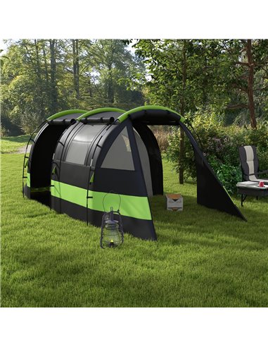 Outsunny Blackout Camping Tent for 4-5 Person, with Bedroom & Living Room, 3000mm Waterproof, for Fishing Hiking Festival, Black