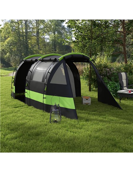 Outsunny Blackout Camping Tent for 4-5 Person, with Bedroom & Living Room, 3000mm Waterproof, for Fishing Hiking Festival, Black - pic 65321 | FastDaddyshop