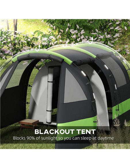 Outsunny Blackout Camping Tent for 4-5 Person, with Bedroom & Living Room, 3000mm Waterproof, for Fishing Hiking Festival, Black - pic 65324 | FastDaddyshop