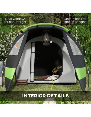 Outsunny Blackout Camping Tent for 4-5 Person, with Bedroom & Living Room, 3000mm Waterproof, for Fishing Hiking Festival, Black