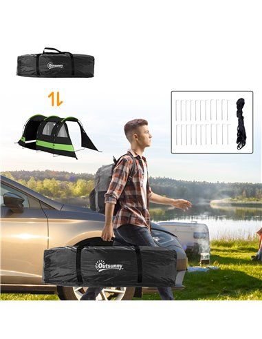 Outsunny Blackout Camping Tent for 4-5 Person, with Bedroom & Living Room, 3000mm Waterproof, for Fishing Hiking Festival, Black