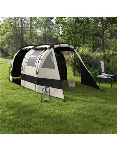Outsunny Blackout Camping Tent for 4-5 Person, with Bedroom & Living Room, 3000mm Waterproof, for Fishing Hiking Festival, Khaki