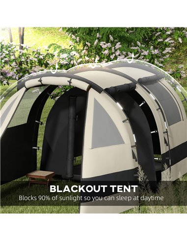 Outsunny Blackout Camping Tent for 4-5 Person, with Bedroom & Living Room, 3000mm Waterproof, for Fishing Hiking Festival, Khaki