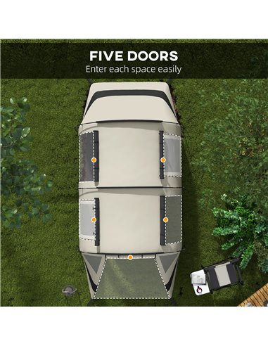 Outsunny Blackout Camping Tent for 4-5 Person, with Bedroom & Living Room, 3000mm Waterproof, for Fishing Hiking Festival, Khaki