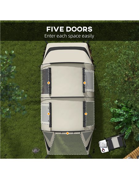 Outsunny Blackout Camping Tent for 4-5 Person, with Bedroom & Living Room, 3000mm Waterproof, for Fishing Hiking Festival, Khaki - pic 65334 | FastDaddyshop