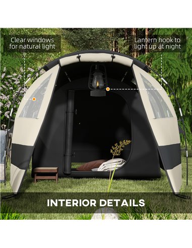 Outsunny Blackout Camping Tent for 4-5 Person, with Bedroom & Living Room, 3000mm Waterproof, for Fishing Hiking Festival, Khaki