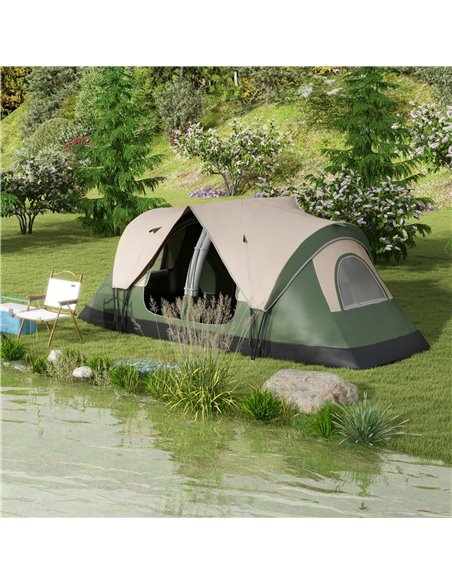 Outsunny Camping Tent for 6-8 Man with 2000mm Waterproof Rainfly and Carry Bag for Fishing Hiking Festival, Dark Green A20-422V0 - pic 65339 | FastDaddyshop