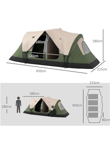 Outsunny Camping Tent for 6-8 Man with 2000mm Waterproof Rainfly and Carry Bag for Fishing Hiking Festival, Dark Green A20-422V0