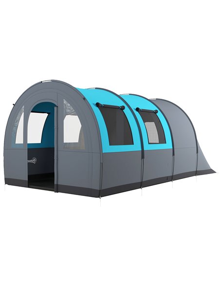 Outsunny 5-6 Man Family Waterproof Camping Tent, Grey and Blue A20-373V00GY - pic 65347 | FastDaddyshop