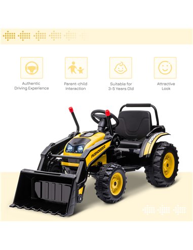 HOMCOM Kids Digger Ride On Excavator 6V Battery Powered Construction Tractor Music Headlight Moving Forward Backward Gear for 3-