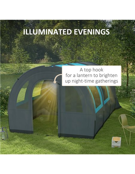 Outsunny 3000mm Waterproof Camping Tent, 5-6 Man Family Tent with Living and Bedroom, Carry Bag Included, Grey and Blue A20-373V - pic 65351 | FastDaddyshop