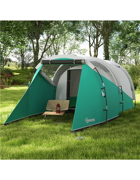 Outsunny 2 Room Camping Tent for 4-5 Man, 3000mm Waterproof Family Tent with Carry Bag, for Fishing Hiking Festival, Green A20-3 - pic 65357 | FastDaddyshop