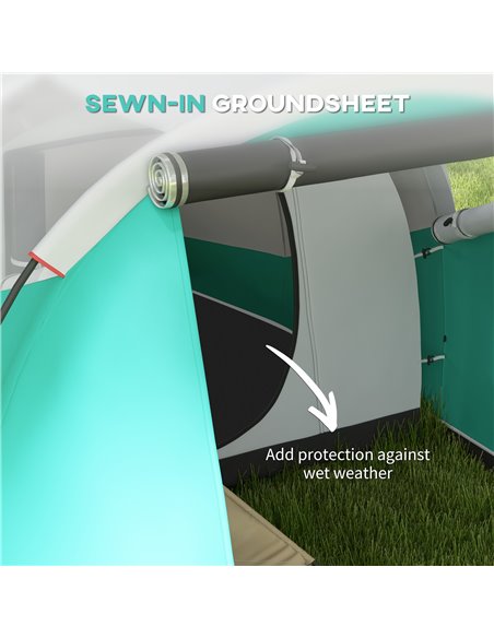 Outsunny 2 Room Camping Tent for 4-5 Man, 3000mm Waterproof Family Tent with Carry Bag, for Fishing Hiking Festival, Green A20-3 - pic 65361 | FastDaddyshop