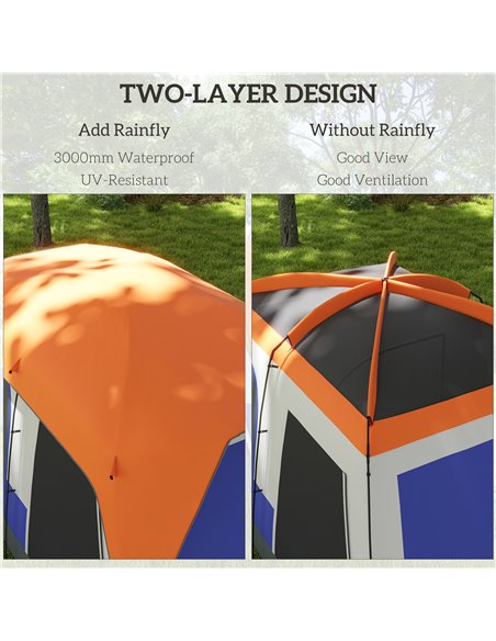 Outsunny Seven-Man Camping Tent, with Small Rainfly and Accessories - Orange A20-395V00OG - pic 65368 | FastDaddyshop